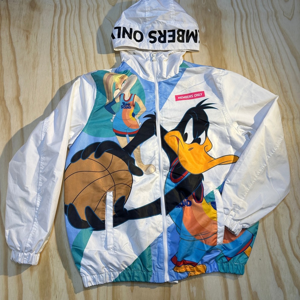 Members Only Space Jam A New Legacy Windbreaker Jacket Mens Medium White